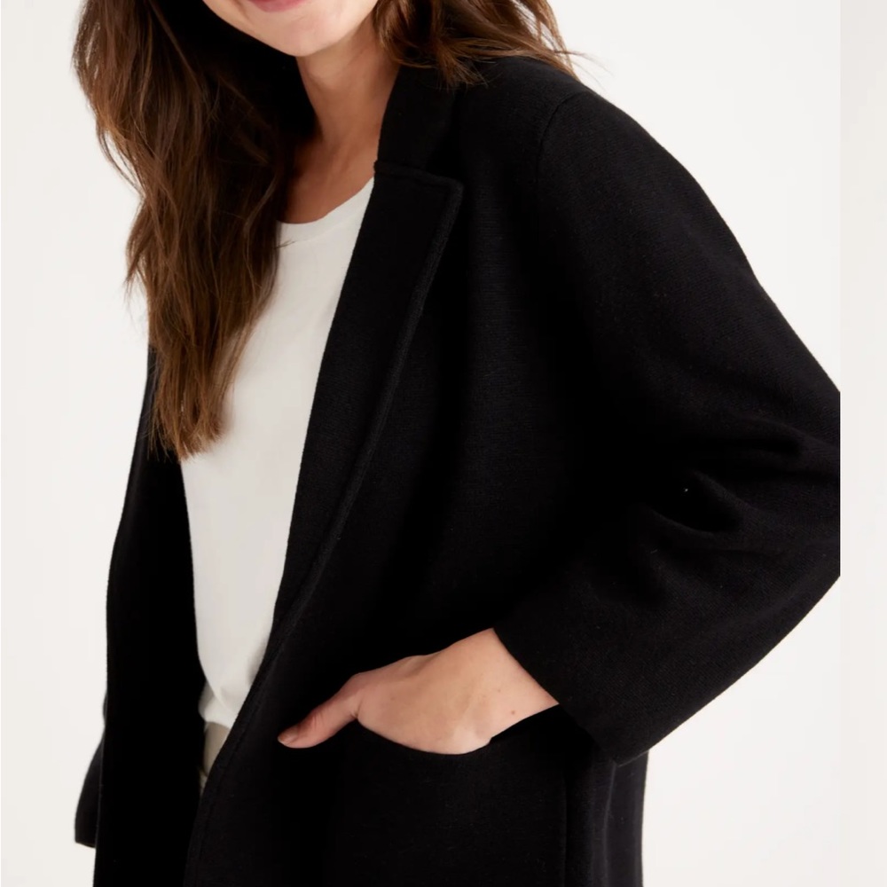 QUINCE 100% Organic Cotton Knit Blazer in Black. Worn once.